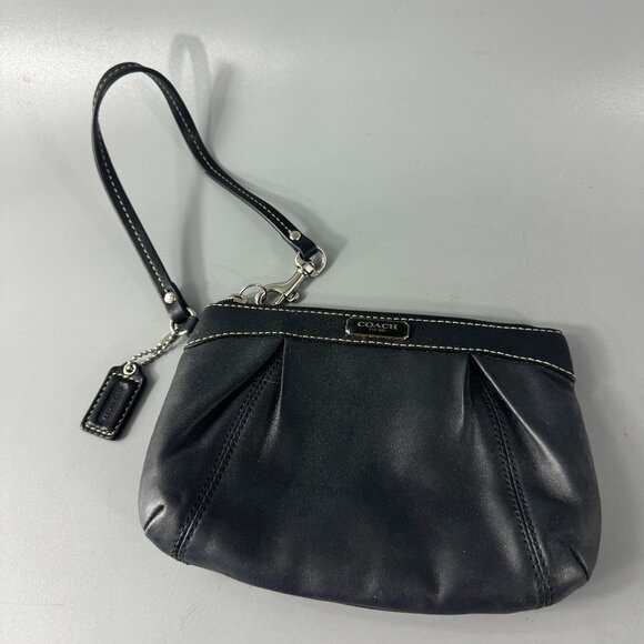 Coach Black Leather Large Wristlet - Picture 1 of 12